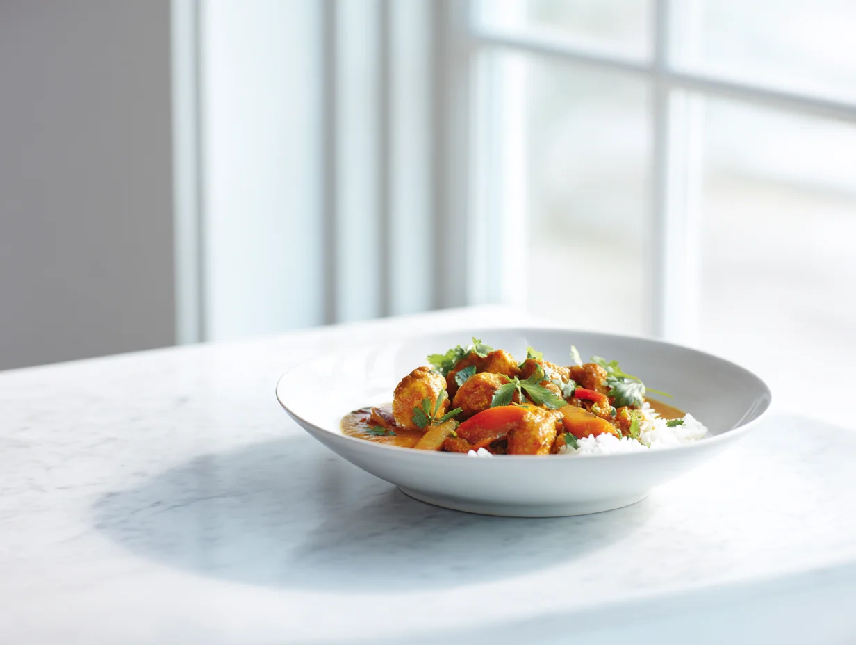 Juicy Coconut Chicken Curry 9 Curry De Poulet A La Noix De C Serving Plate 1