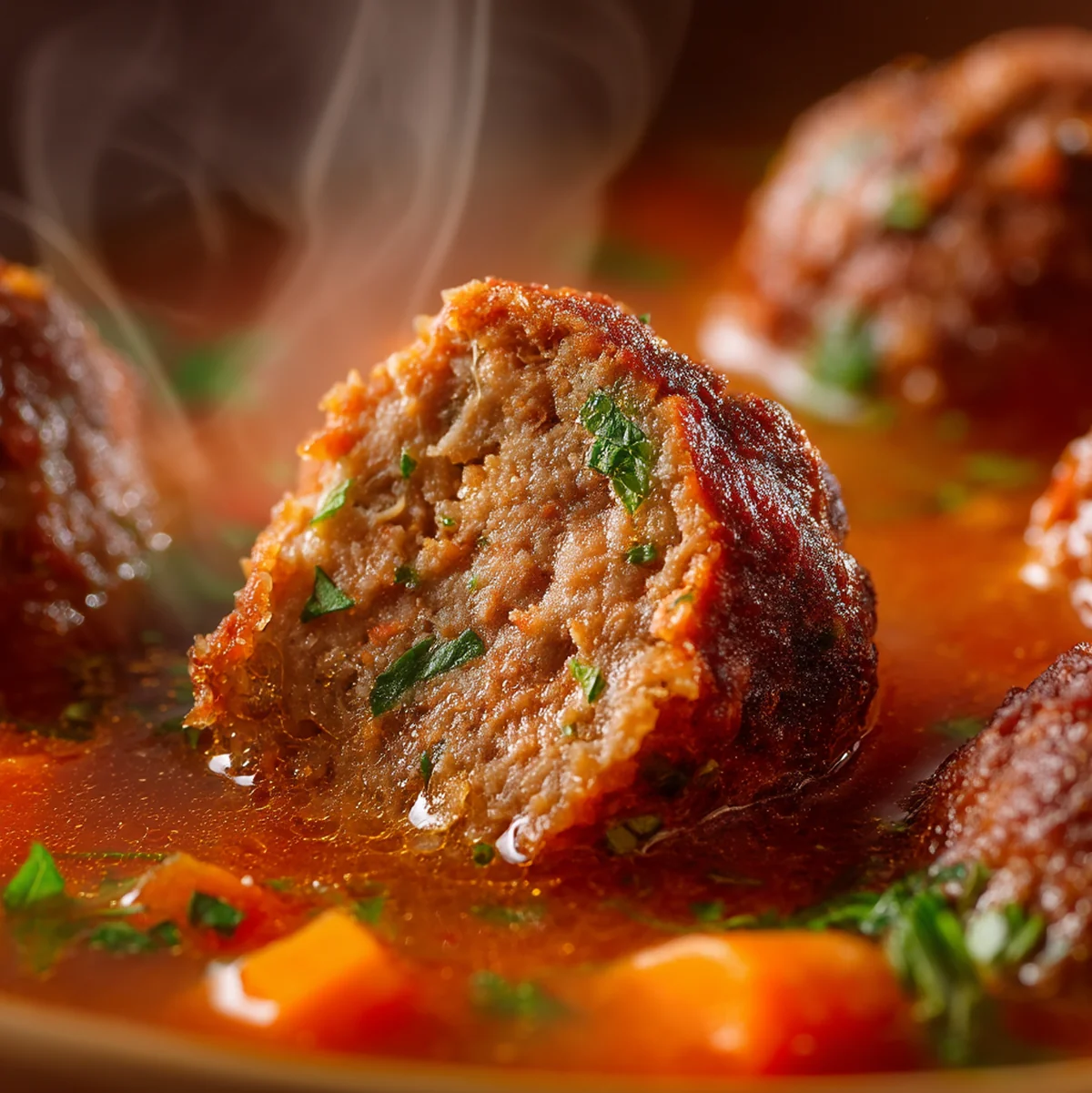 Meatball Soup Serving Suggestions Fall crockpot meatball soup served with crusty bread and garnishes