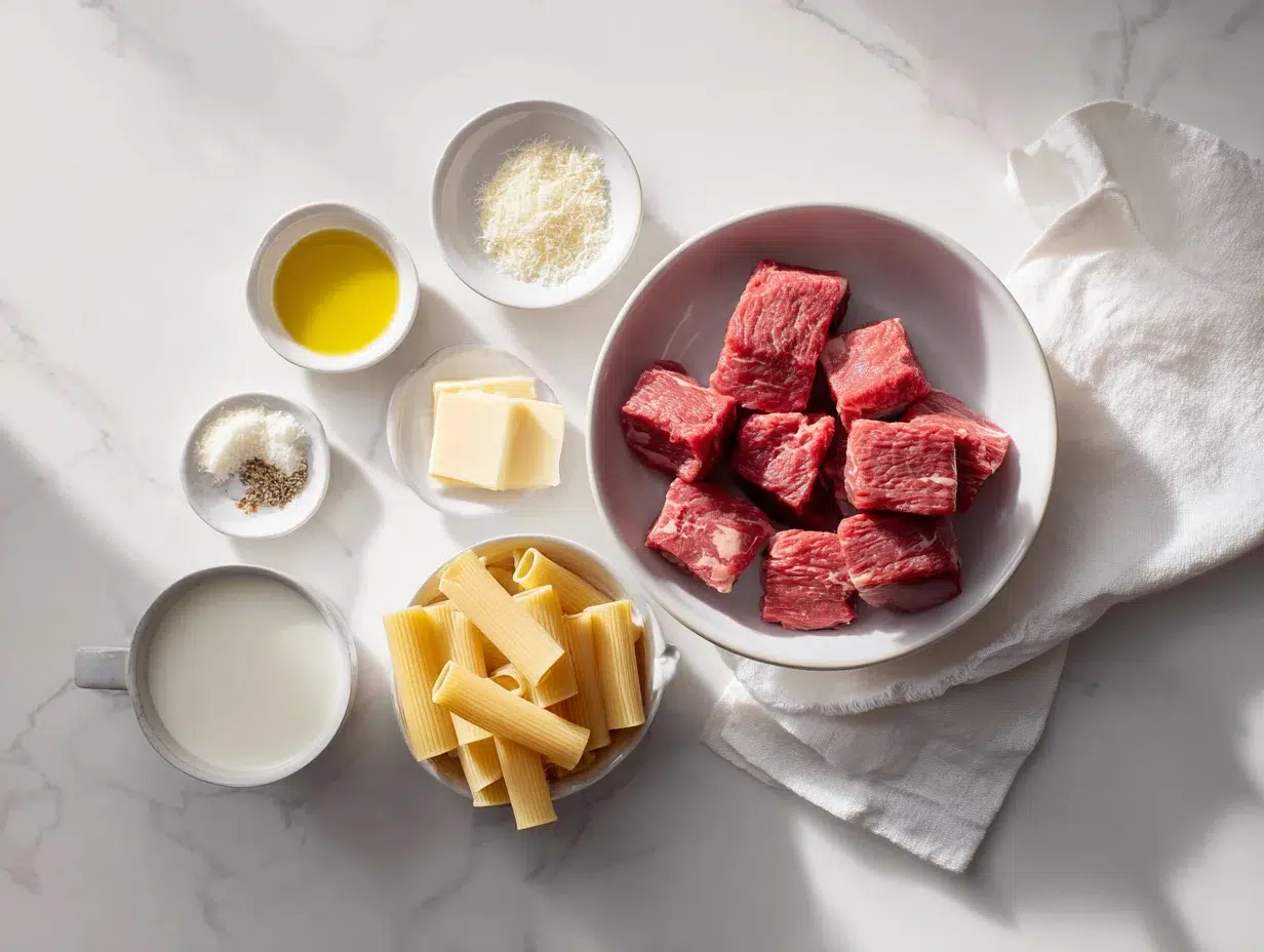 All ingredients measured and laid out on a cutting board