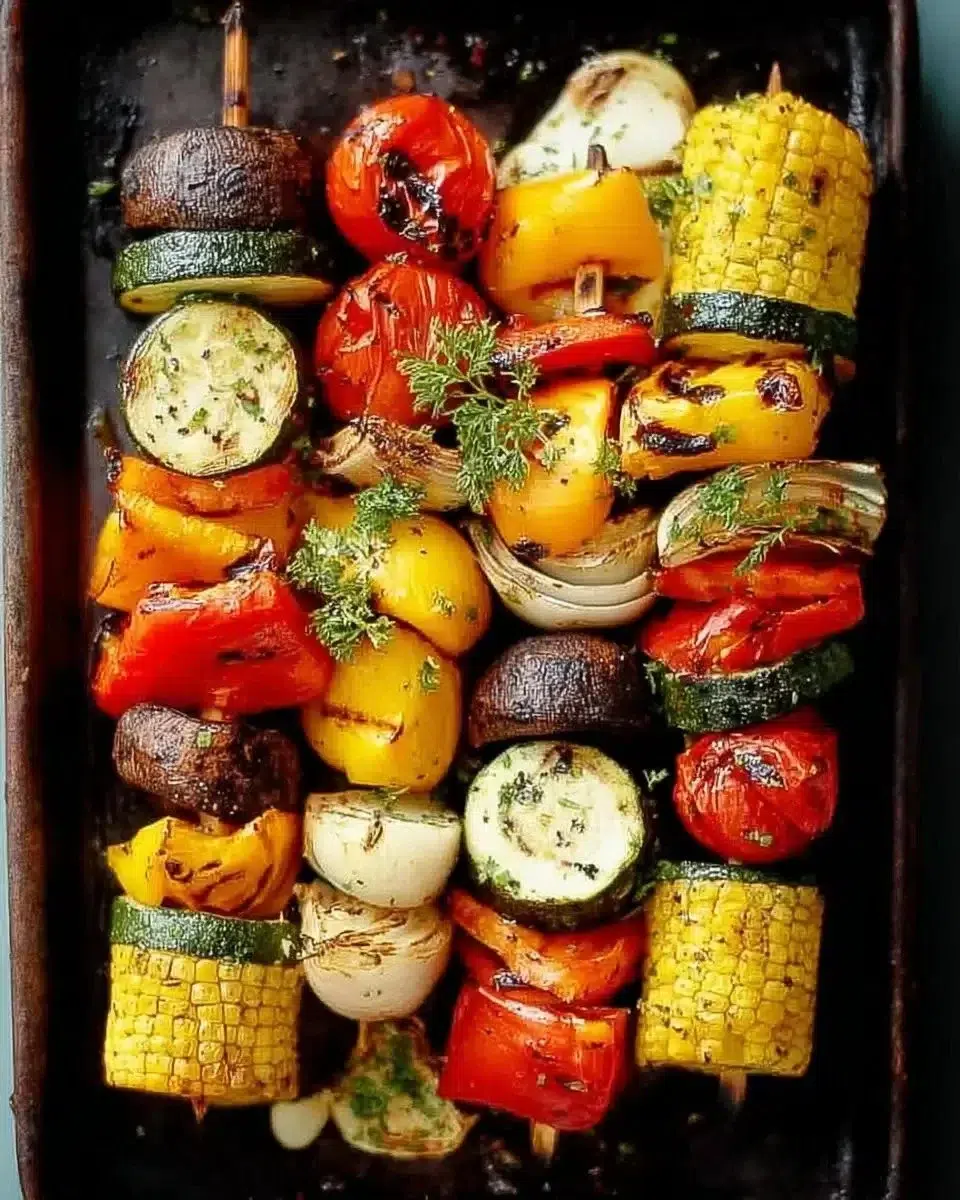 Colorful grilled vegetables in a charred medley, perfect for any meal.