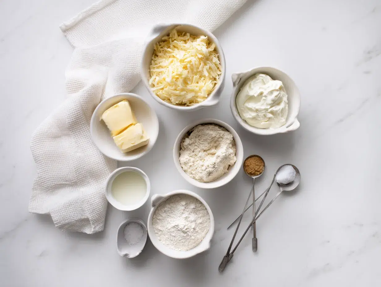 All ingredients measured and laid out on a cutting board