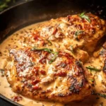 Delicious Marry Me Chicken served with creamy sauce and herbs