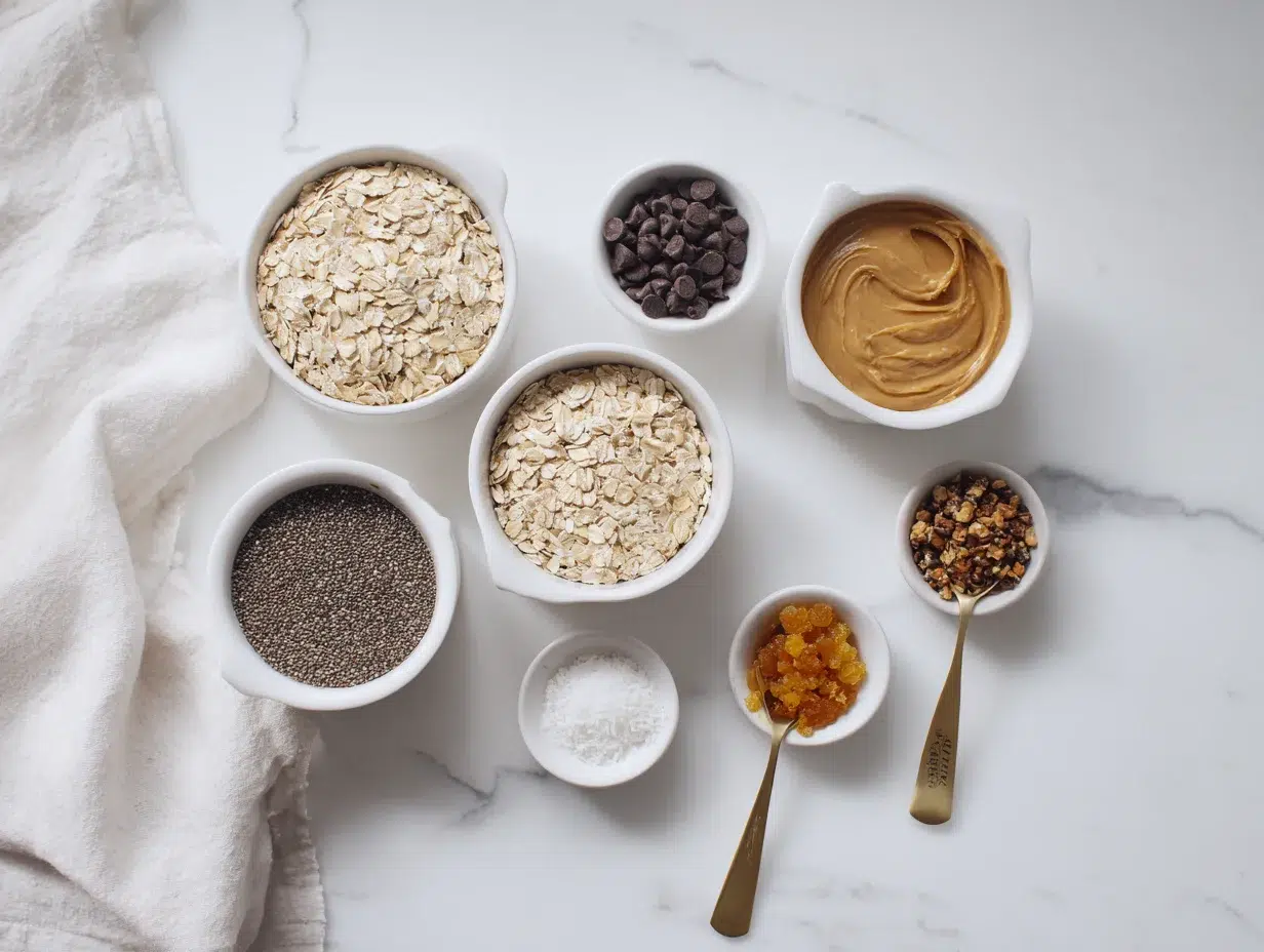 All ingredients measured and laid out on a cutting board