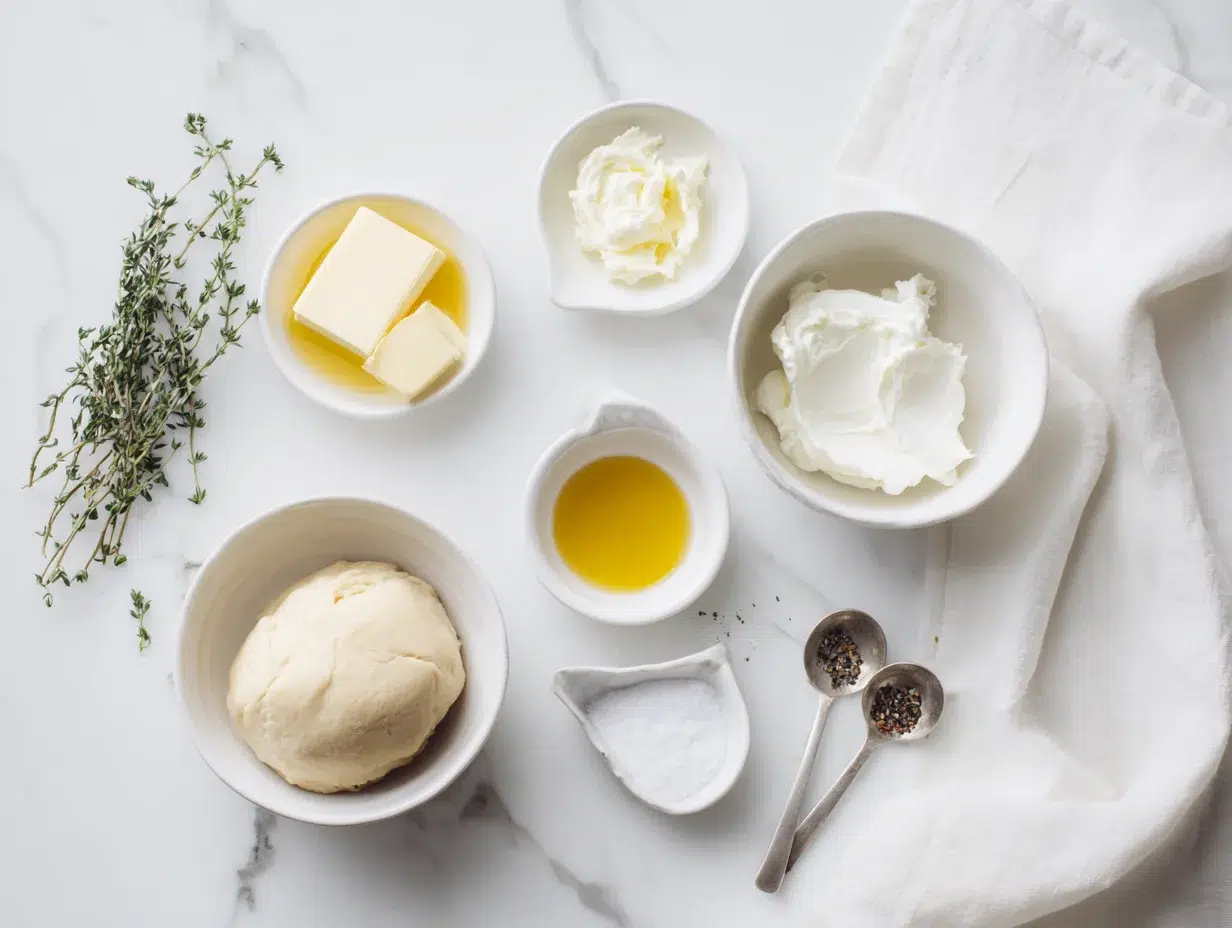 All ingredients measured and laid out on a cutting board