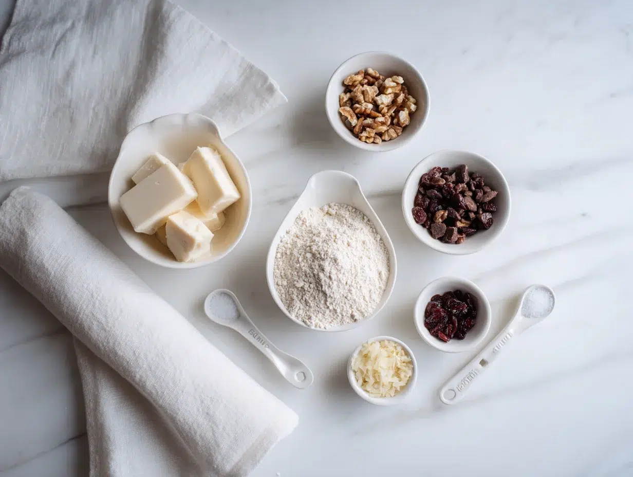 All ingredients measured and laid out on a cutting board