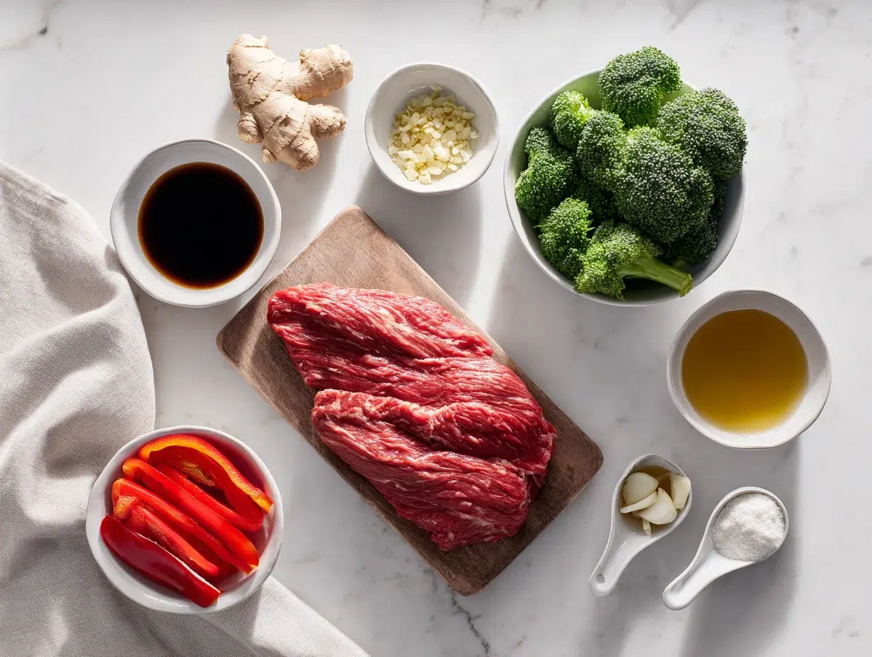 All ingredients measured and laid out on a cutting board
