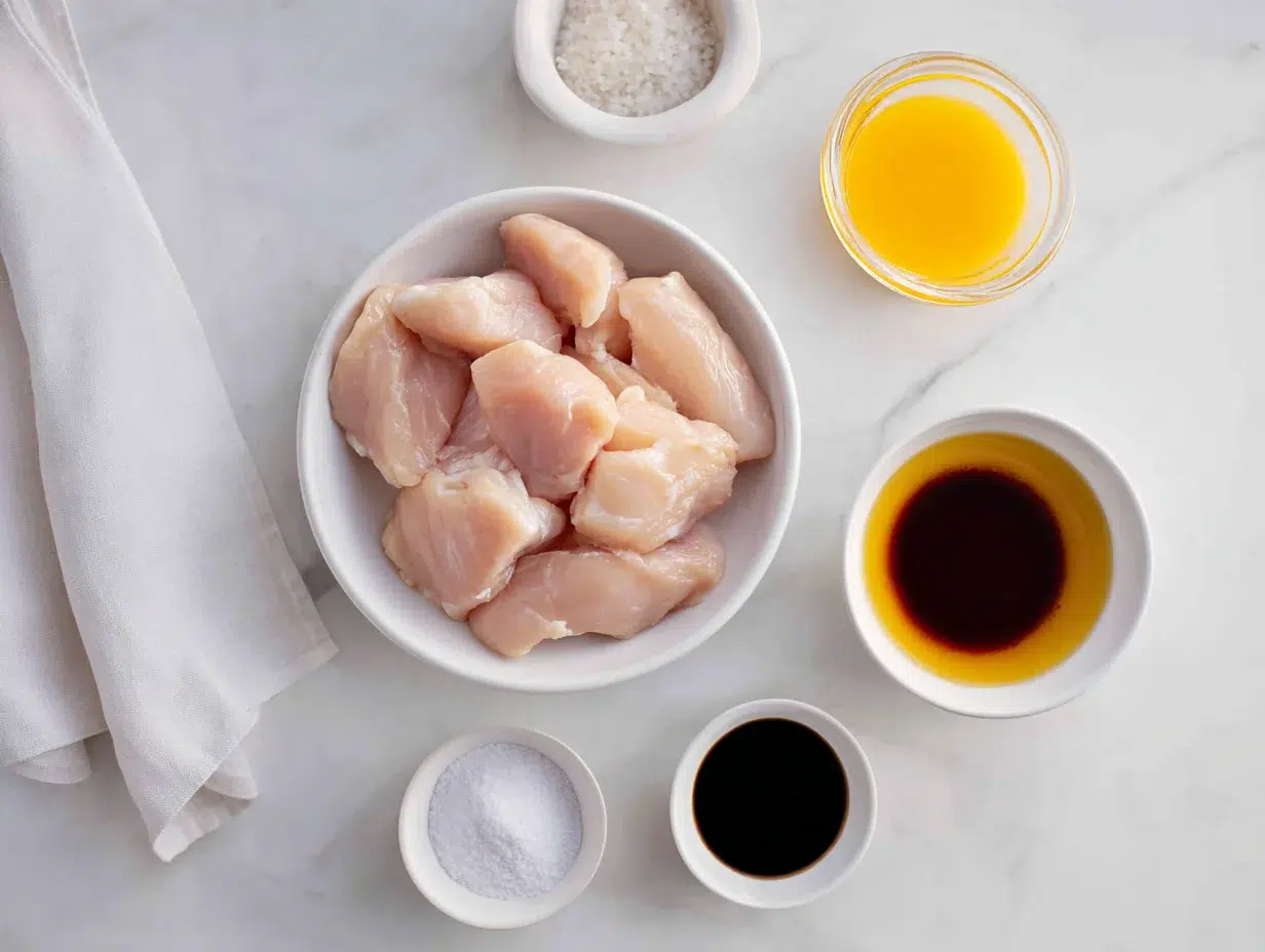 All ingredients measured and laid out on a cutting board