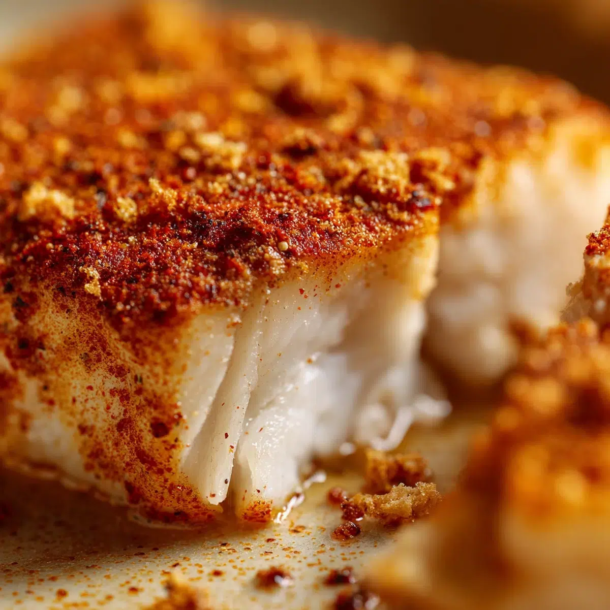 baked halibut recipe cooking in a pan with steam rising on stovetop