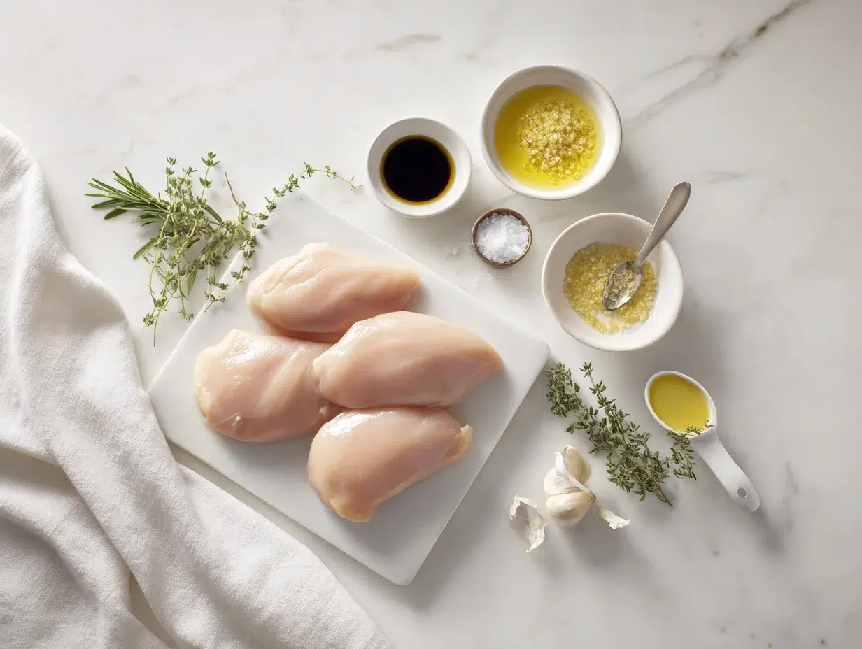 All ingredients measured and laid out on a cutting board