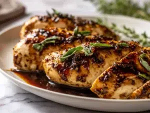 balsamic-baked-chicken-breast-serving-plate