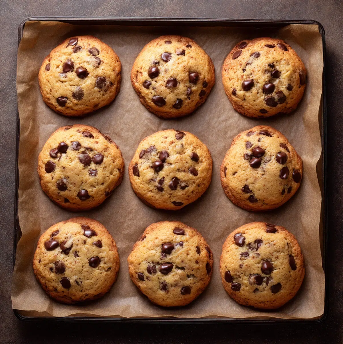 hands preparing banana chocolate chip cookies on a cutting board kitchen scene