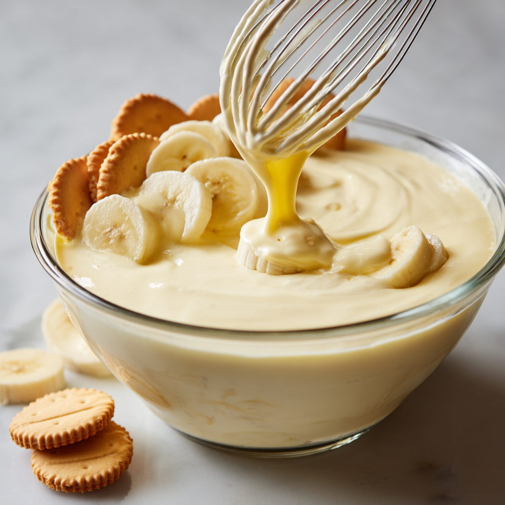 Banana Pudding Recipe (Chef-Tested, Ready in 4 Hours) 14 layered banana pudding in a 9x13 dish showing distinct layers of wafers bananas and pudding - banana pudding recipe