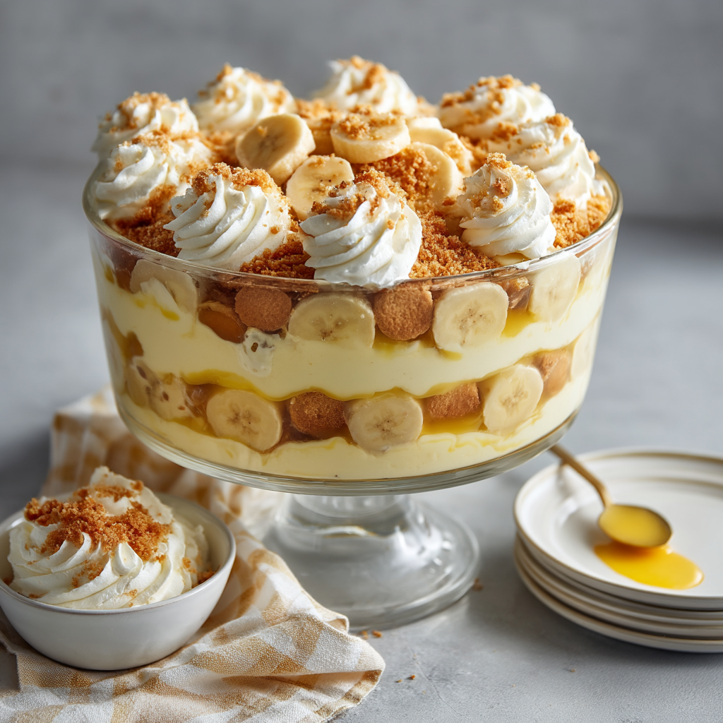Banana Pudding Recipe (Chef-Tested, Ready in 4 Hours) 16 banana pudding recipe served in bowls on a table with extra vanilla wafers on the side
