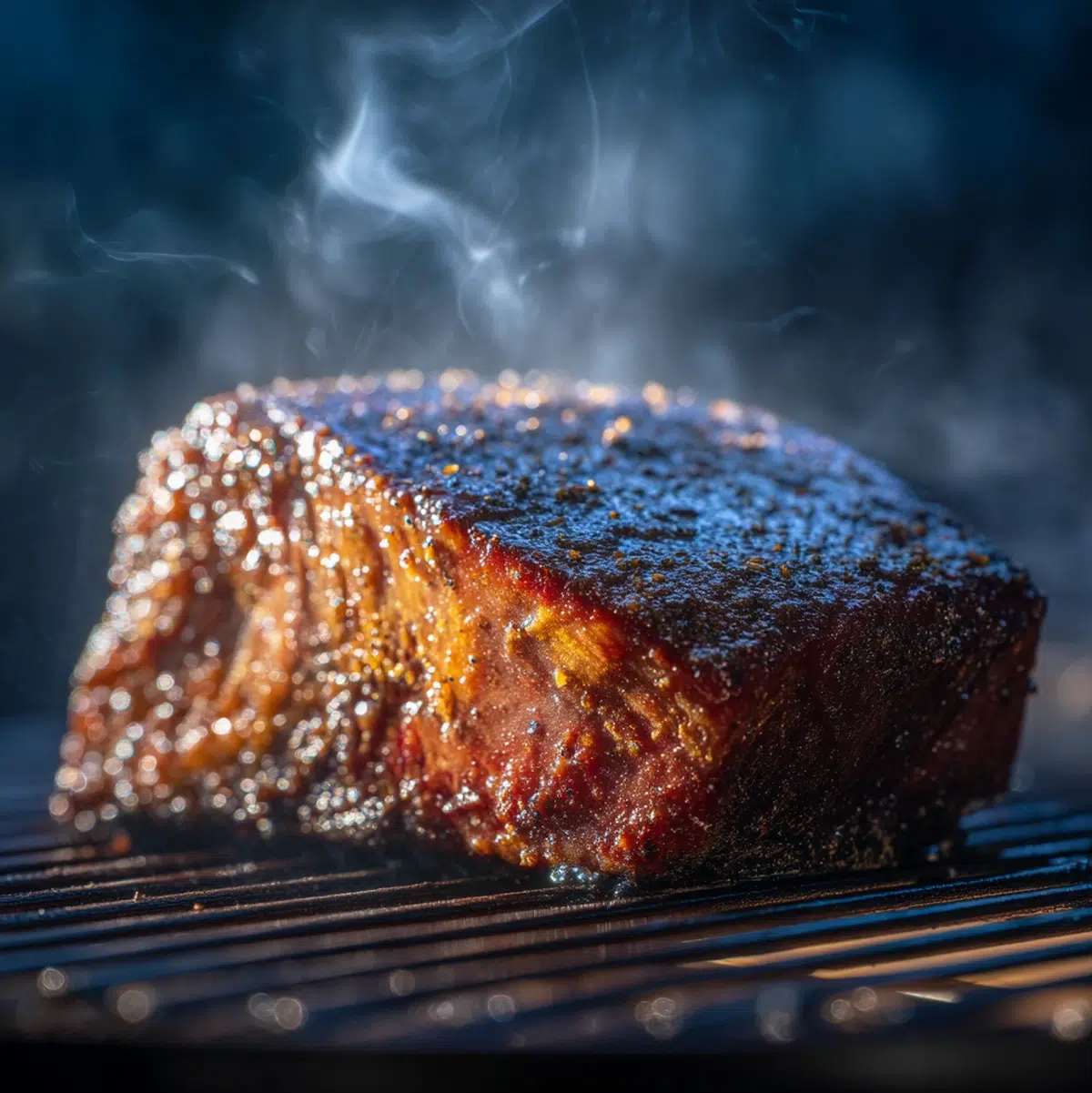 beef brisket recipe cooking in a pan with steam rising on stovetop
