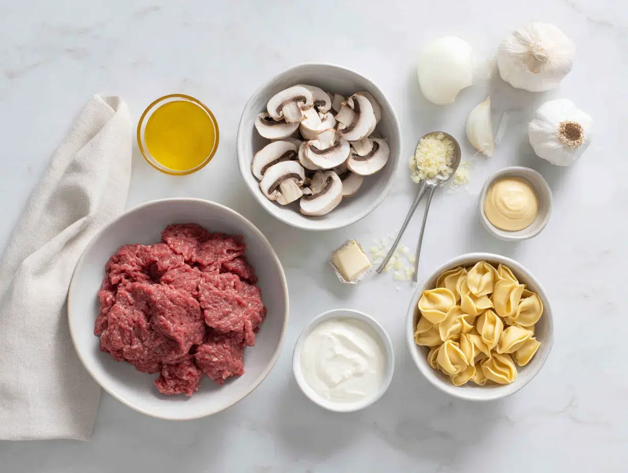 All ingredients measured and laid out on a cutting board