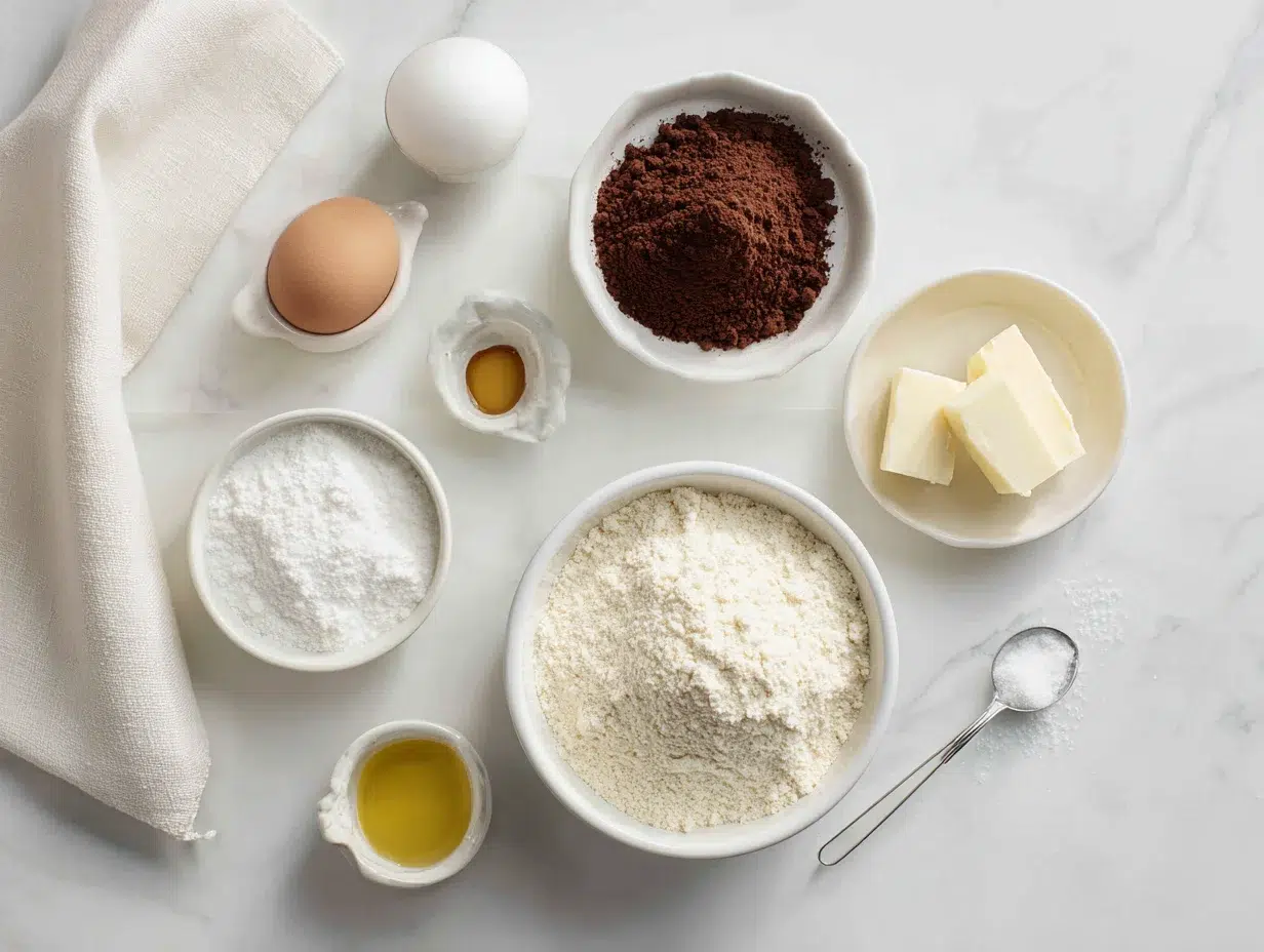 All ingredients measured and laid out on a cutting board