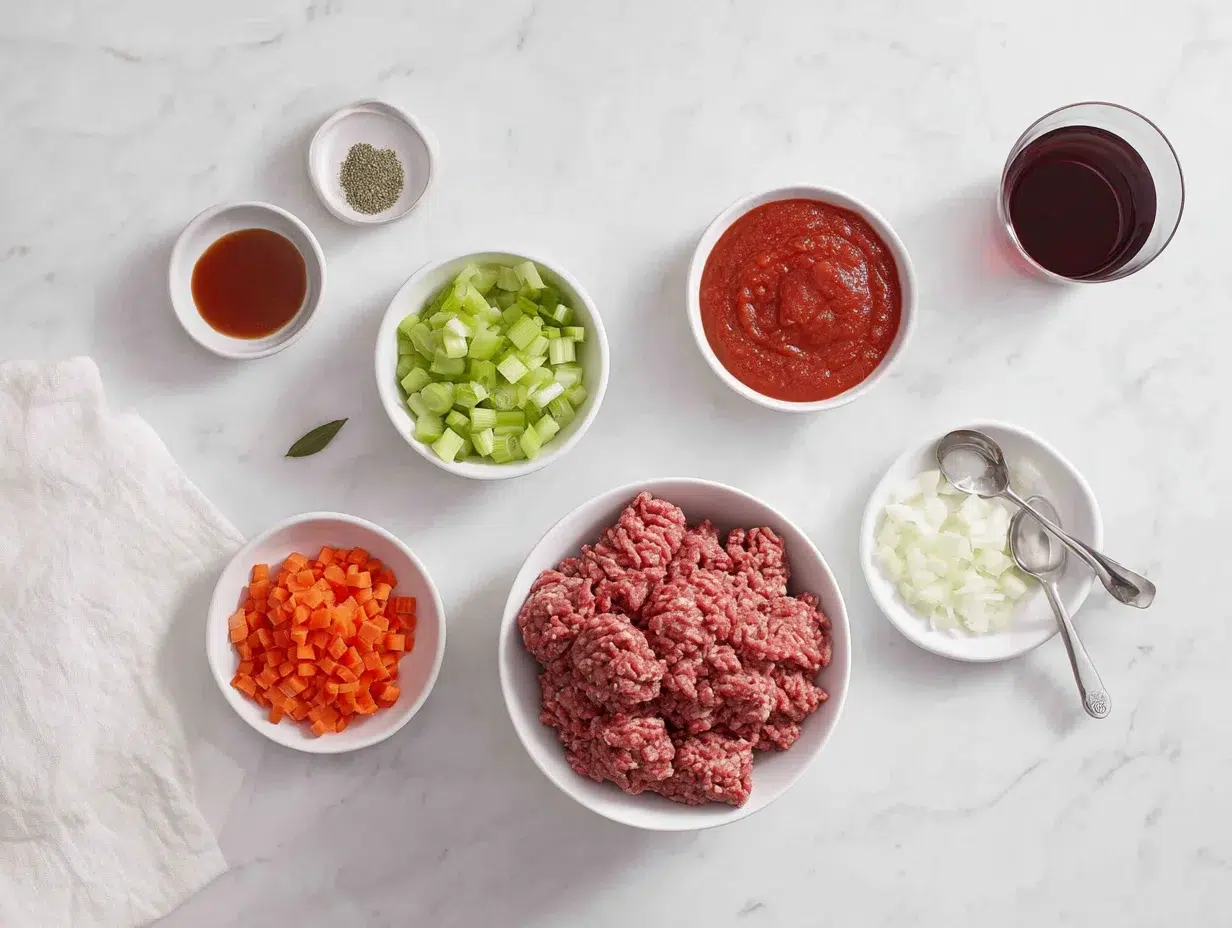 All ingredients measured and laid out on a cutting board