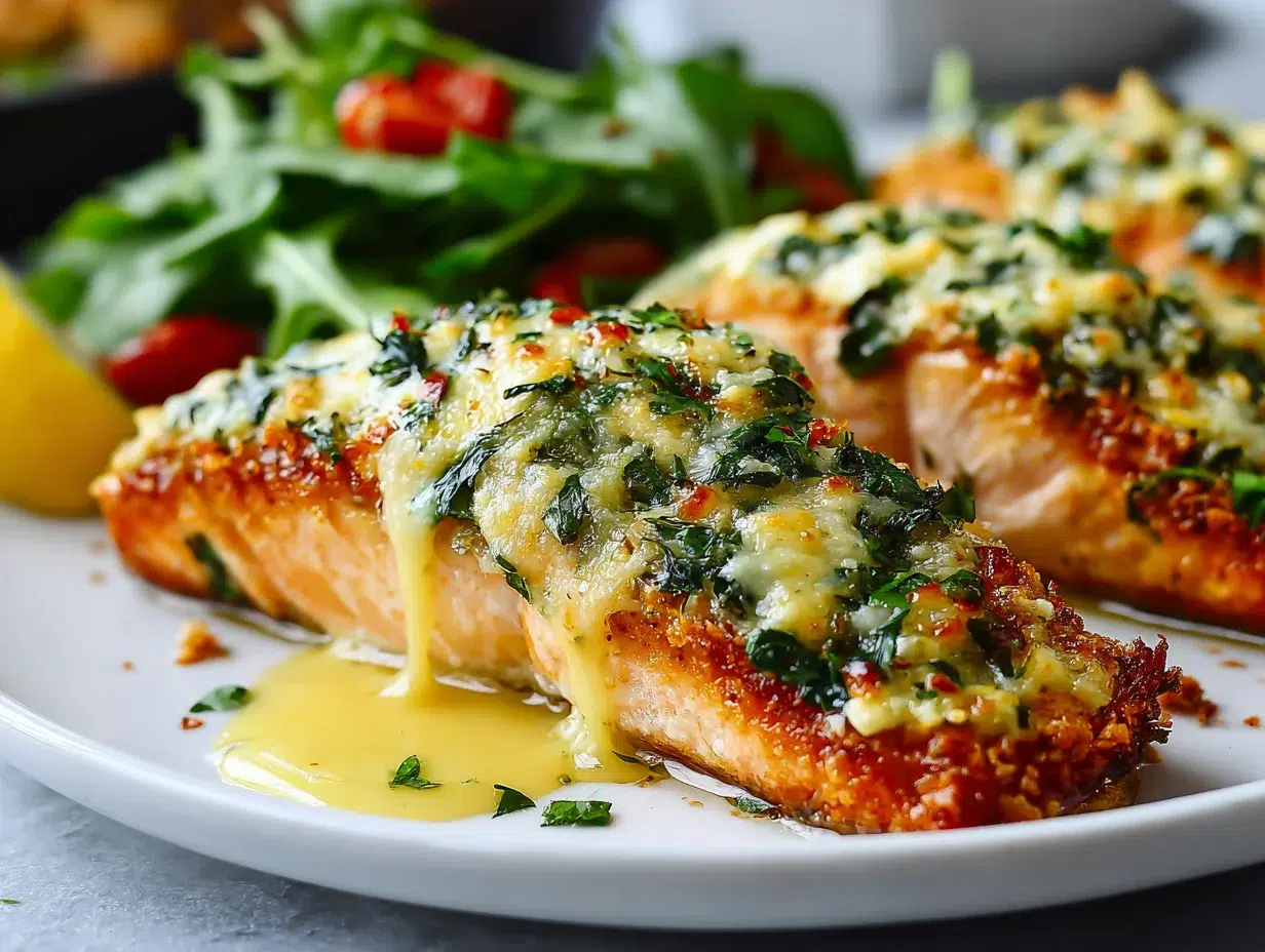 Close-up showing texture, garnish, and plating details