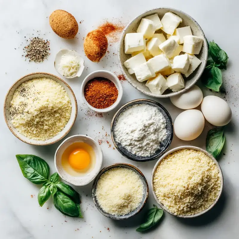 All ingredients measured and laid out on a cutting board