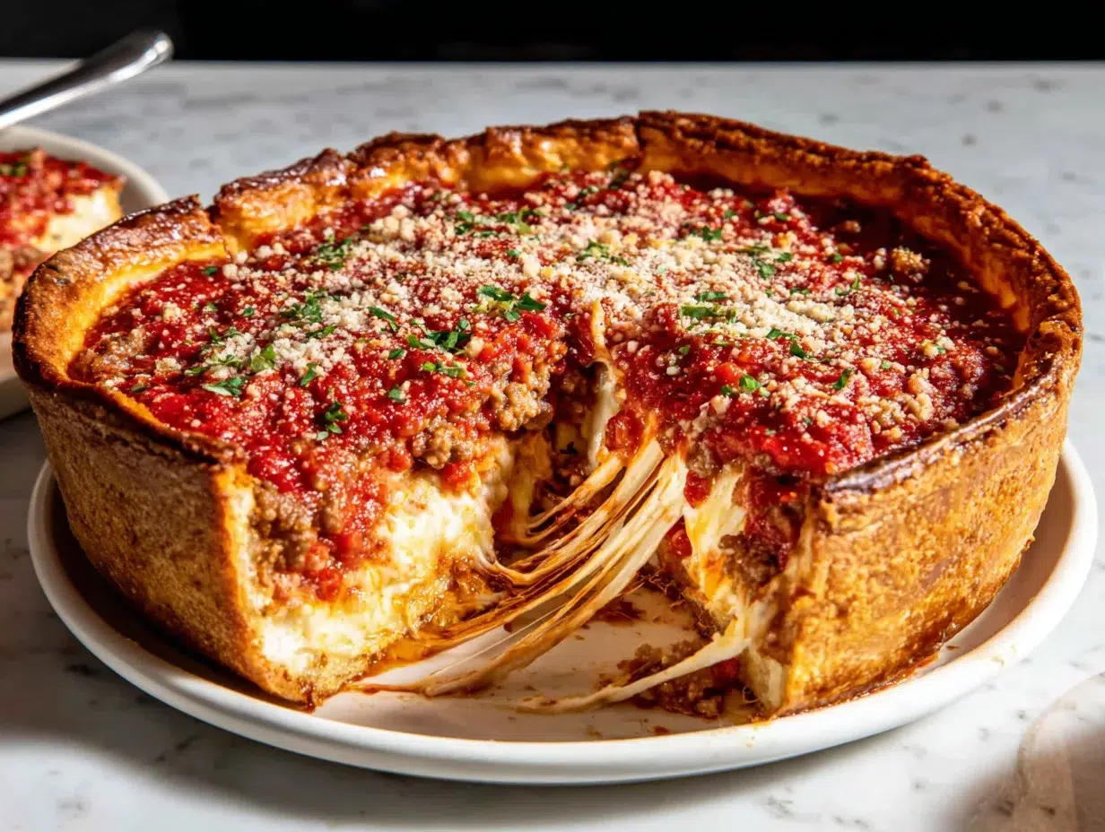 Close-up showing texture, garnish, and plating details