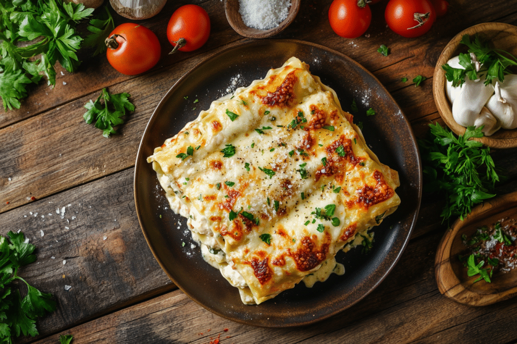 Chicken Alfredo Lasagna Roll