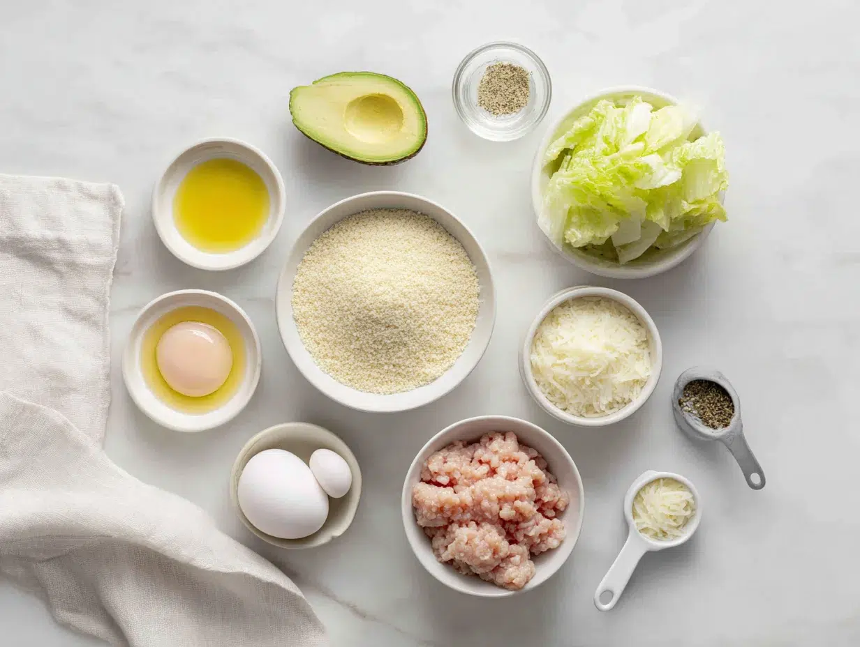 All ingredients measured and laid out on a cutting board