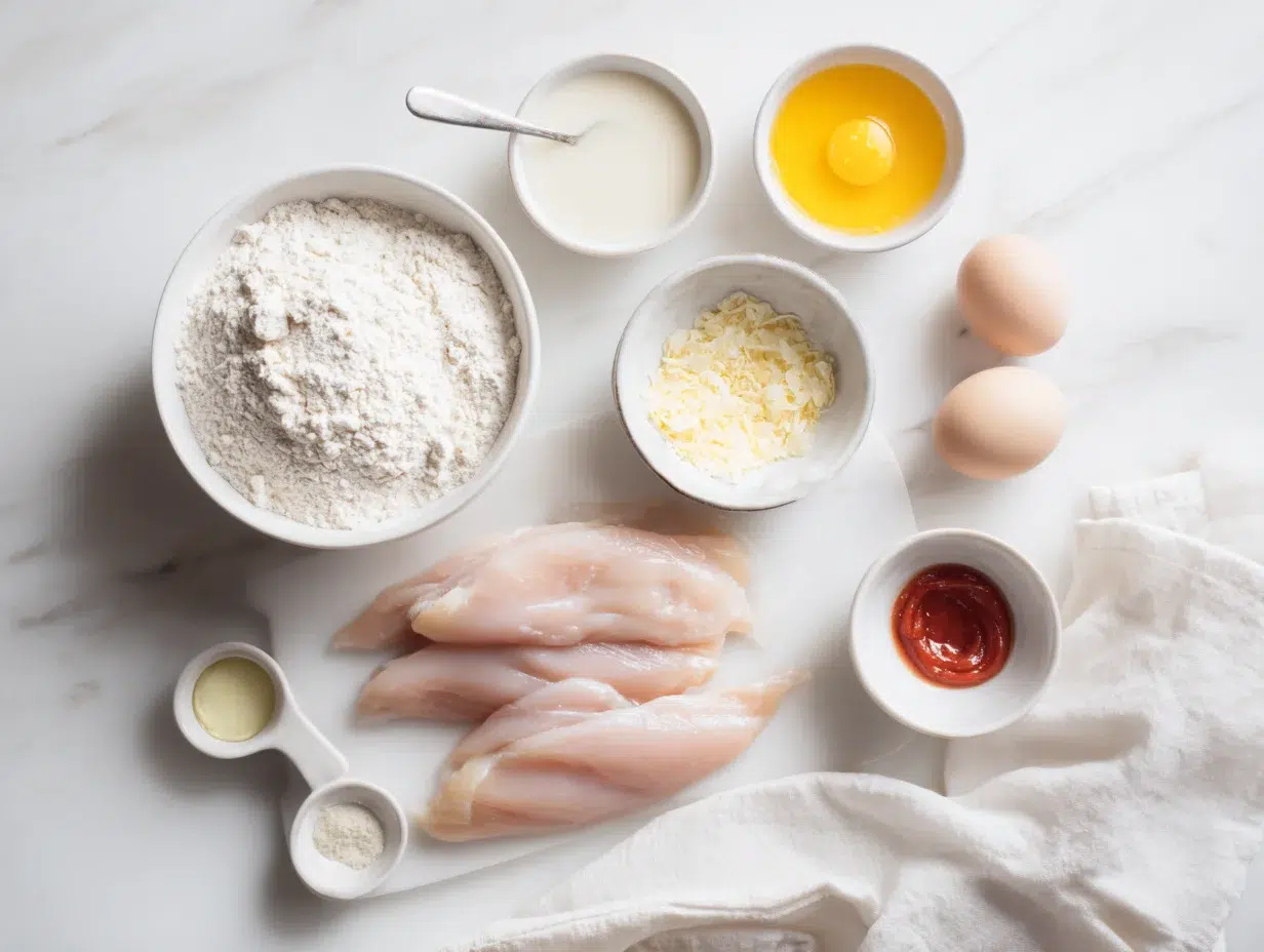 Chicken Fried Chicken Crispy: 1 Secret for Epic Crunch 9 All ingredients measured and laid out on a cutting board