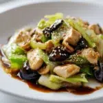 chinese chop suey recipe hero shot 45 degree angle on bright table