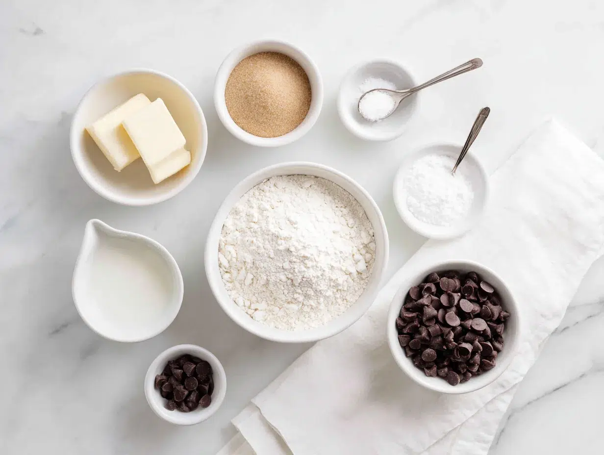 All ingredients measured and laid out on a cutting board