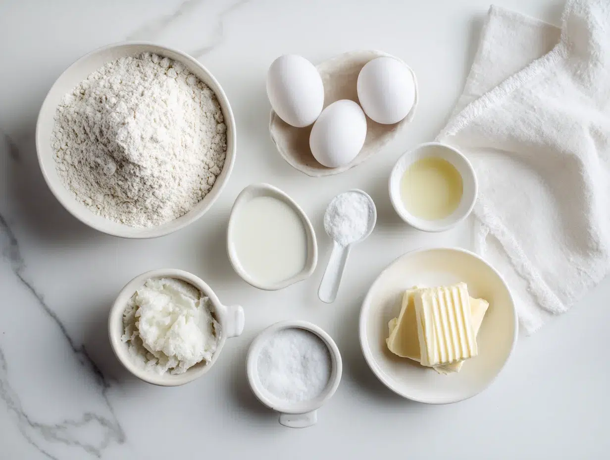 All ingredients measured and laid out on a cutting board