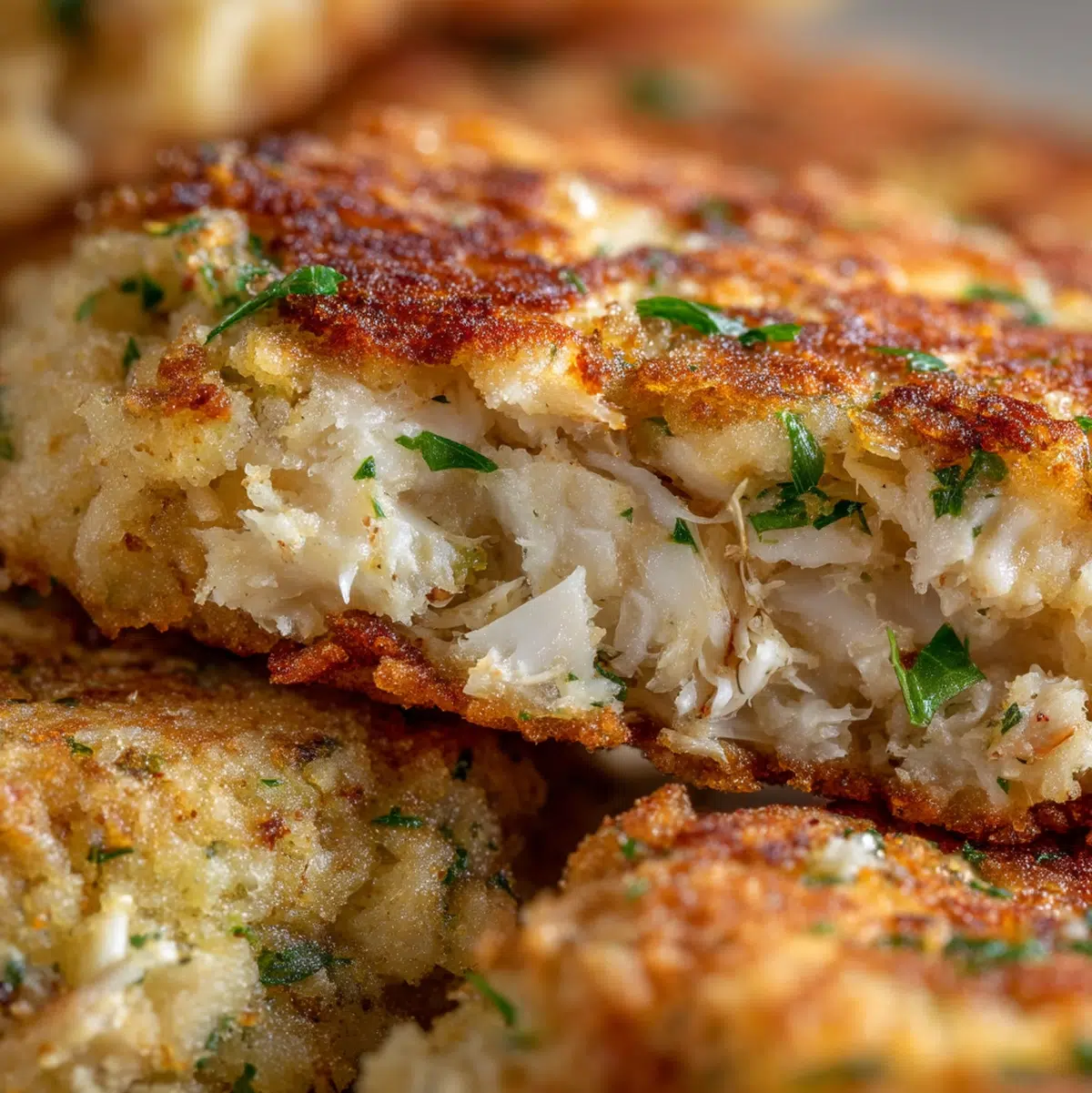 Crab Cakes Recipe (Chef-Tested, 7 Steps to Crispy Cakes) 5 close-up detail shot of crab cake cross-section showing jumbo lump crab meat texture and interior - crab cakes recipe