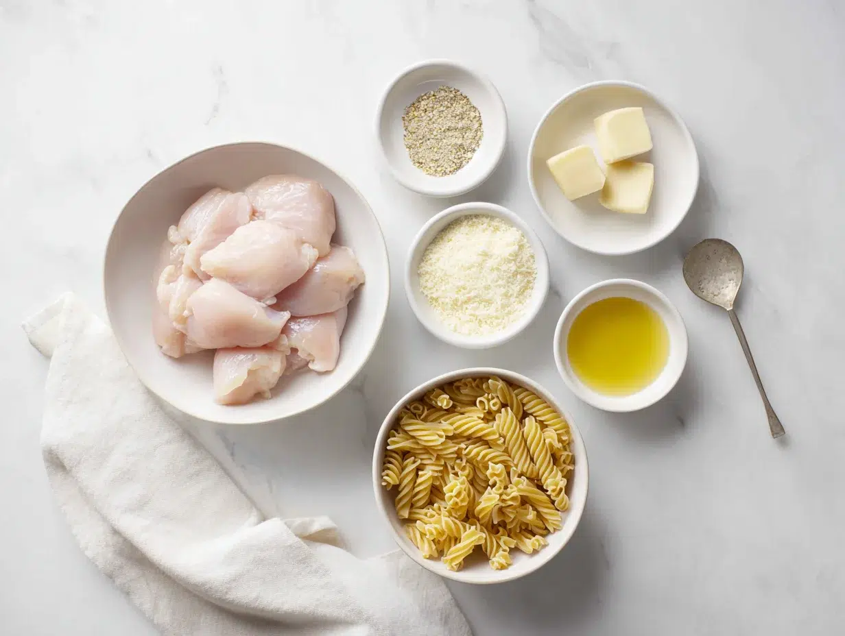 All ingredients measured and laid out on a cutting board