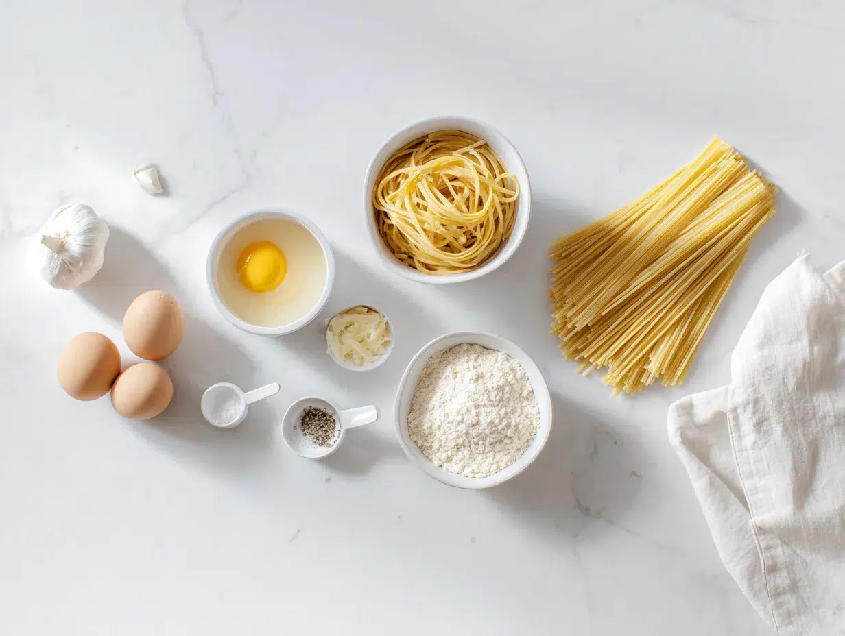 All ingredients measured and laid out on a cutting board