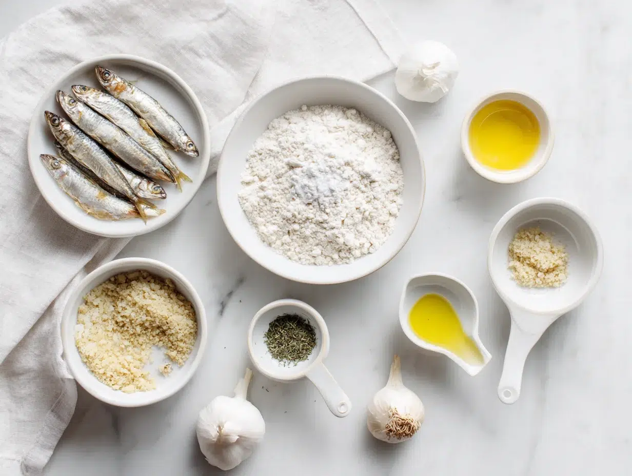 All ingredients measured and laid out on a cutting board
