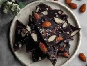 dark-chocolate-almond-bark-serving-plate