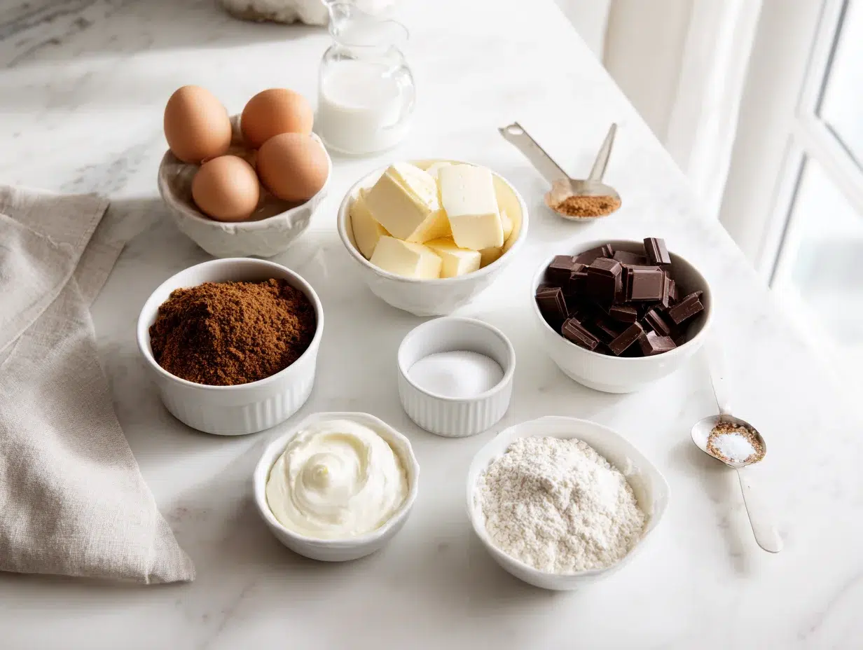 All ingredients measured and laid out on a cutting board