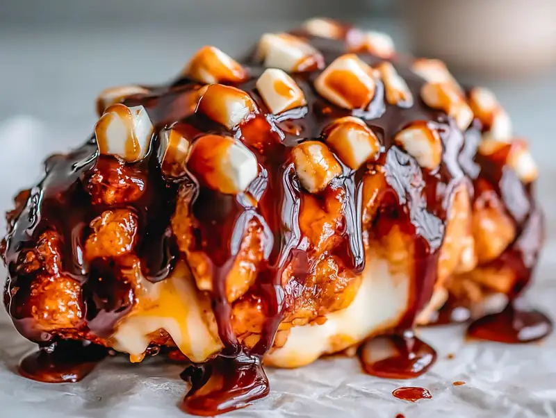 Close-up showing texture, garnish, and plating details