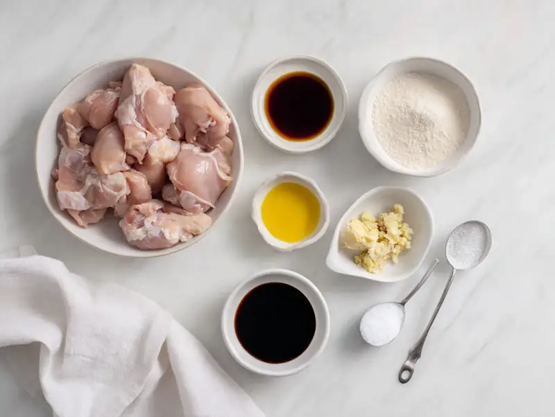 All ingredients measured and laid out on a cutting board