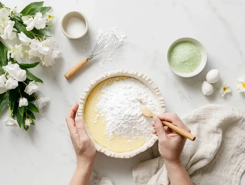 Easter Jell-O Pie — Mid-preparation process shot