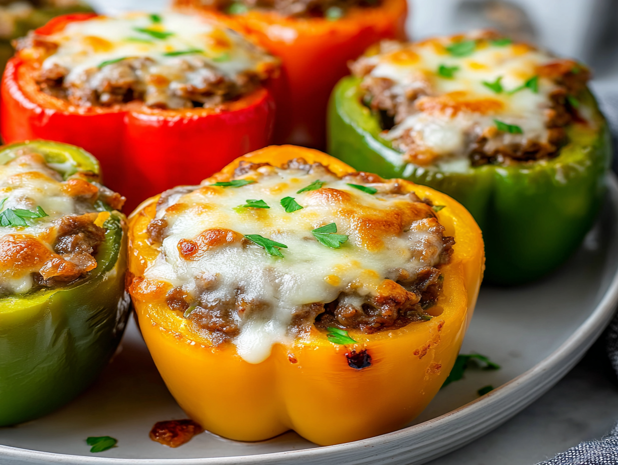 Easy Keto Philly Cheesesteak Stuffed Peppers Recipe