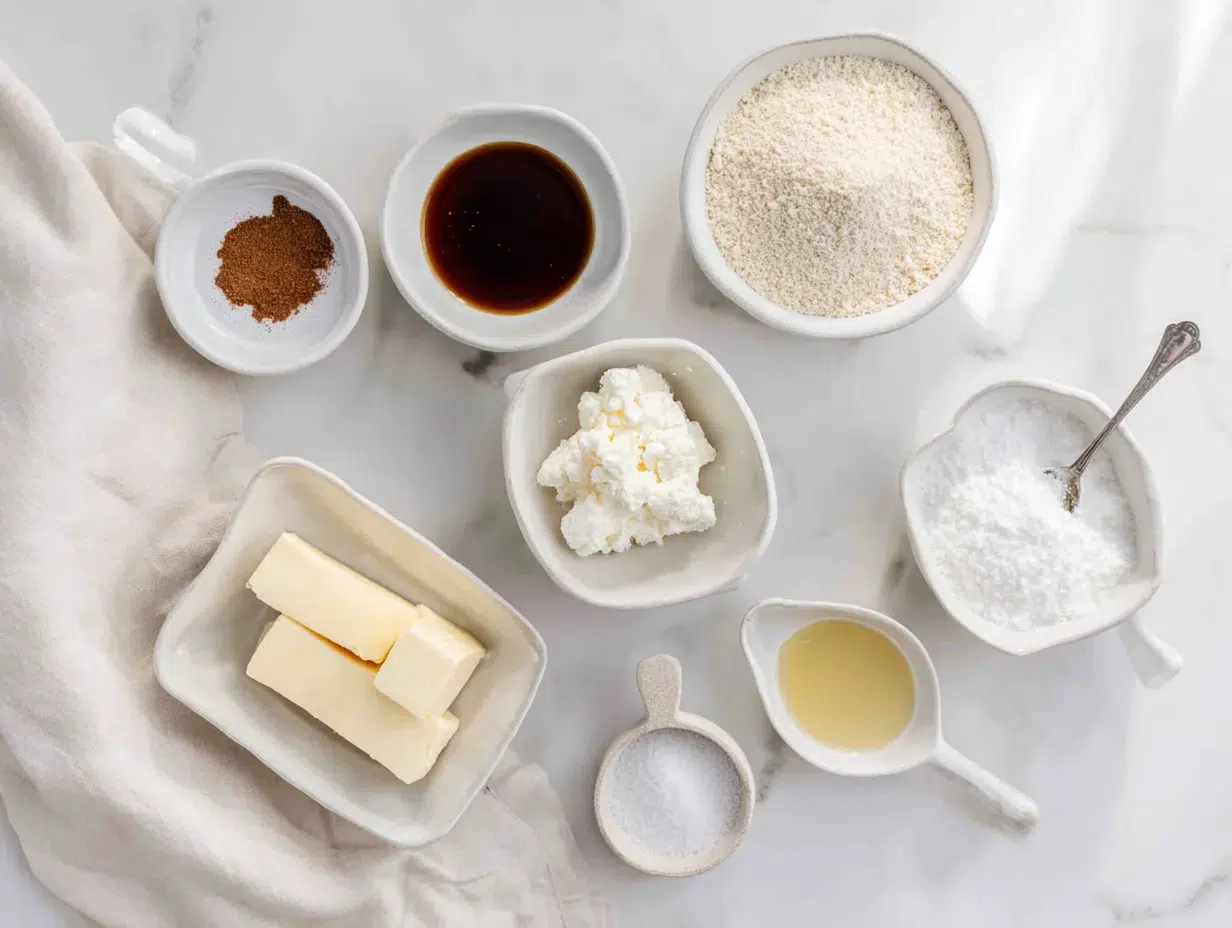 All ingredients measured and laid out on a cutting board