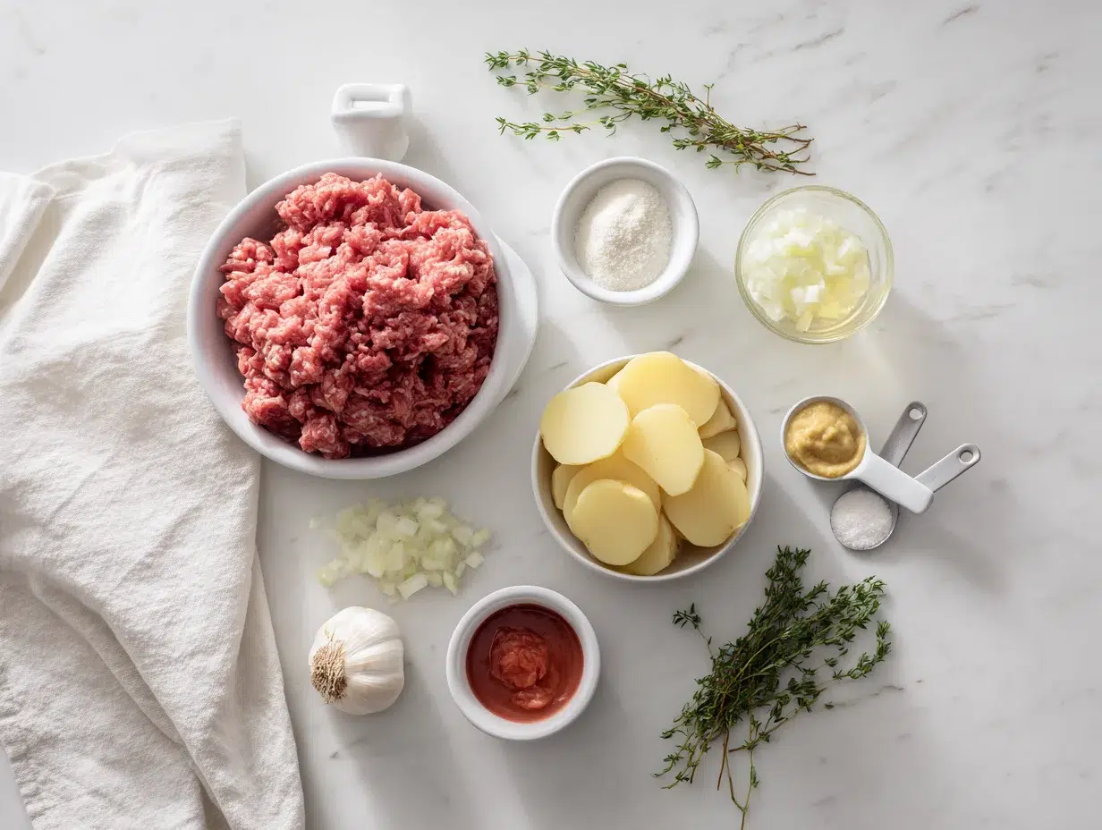 All ingredients measured and laid out on a cutting board