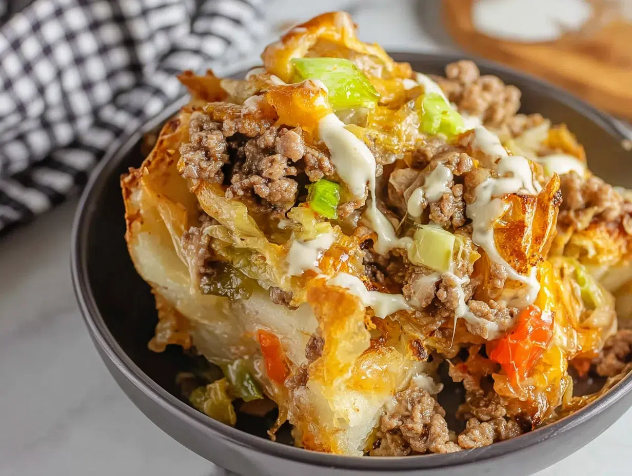 Close-up showing texture, garnish, and plating details