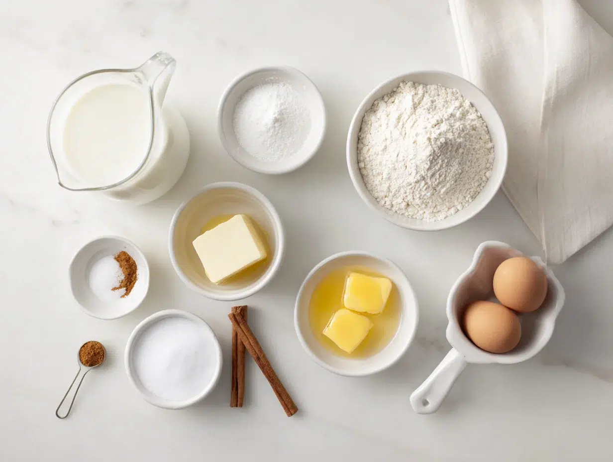 All ingredients measured and laid out on a cutting board