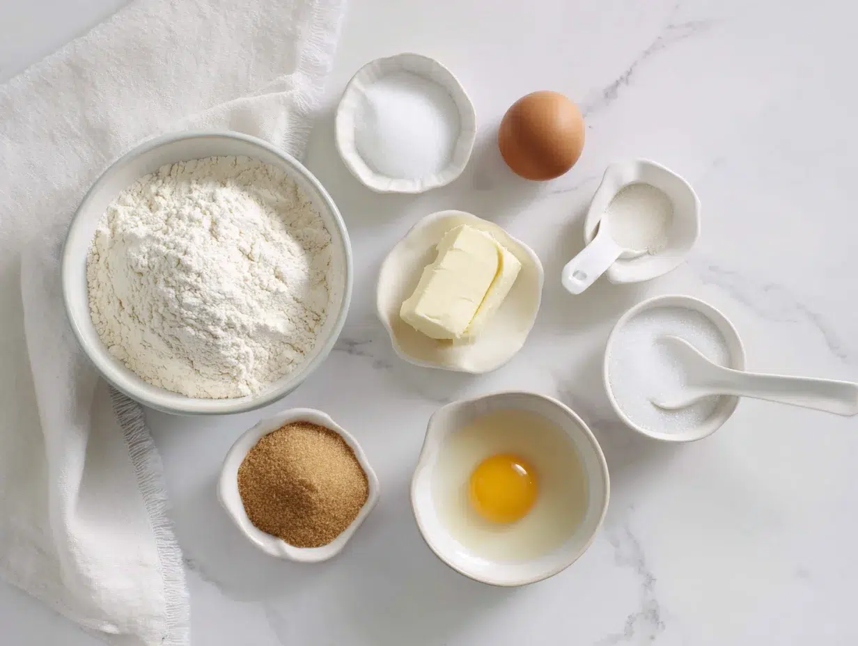 All ingredients measured and laid out on a cutting board