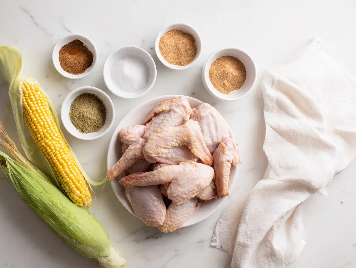 All ingredients measured and laid out on a cutting board