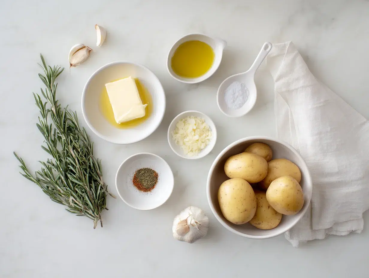 All ingredients measured and laid out on a cutting board