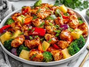 hawaiian-chicken-sheet-pan-serving-plate