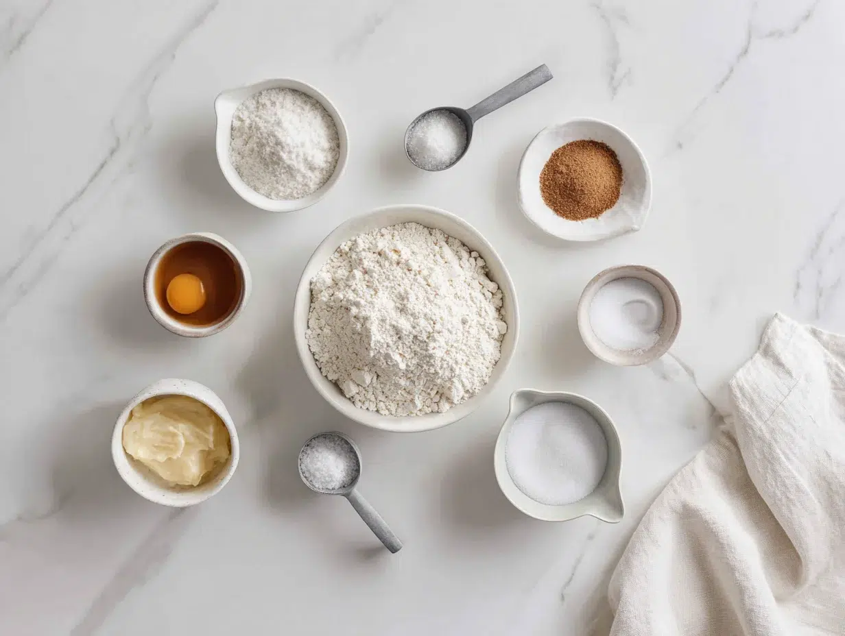 All ingredients measured and laid out on a cutting board