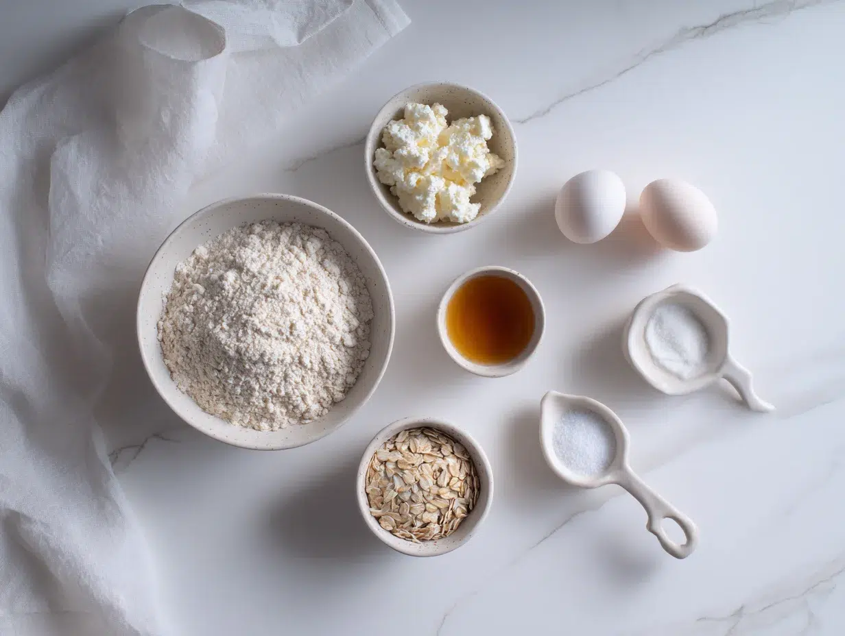 All ingredients measured and laid out on a cutting board